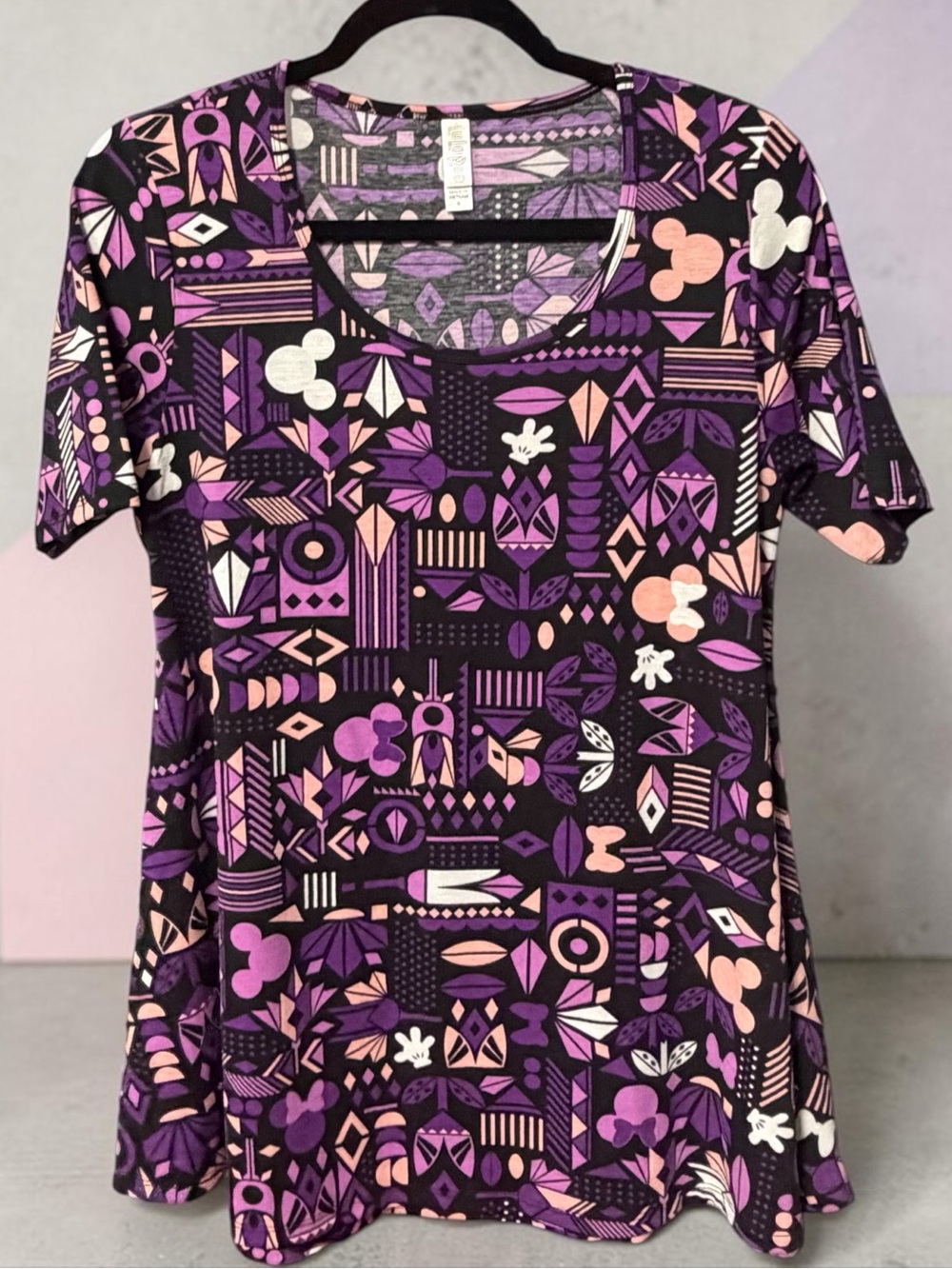 Lularoe Disney Mickey Minnie Mouse Women’s Size Small A-Line Shirt Purple Pink